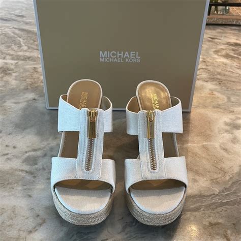 michael kors bradley|Bradley Linen Blend Canvas Wedge Sandal .